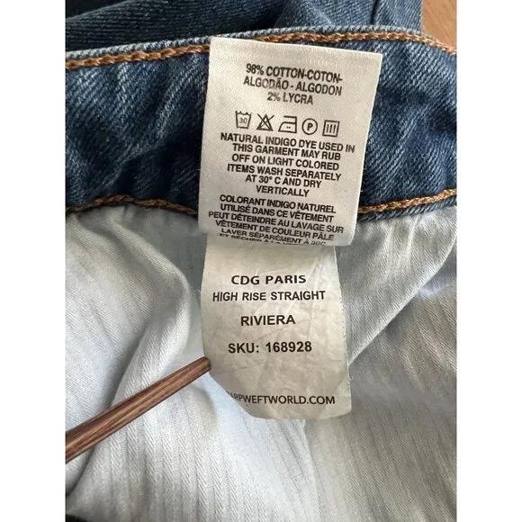 Warp + Weft CDG Paris High Rise Straight Stretch Button Fly Riviera Plus 20 x 28 - Picture 8 of 8